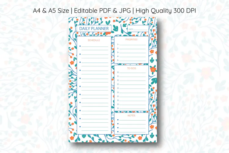 Flower Daily Planner Template | Daily Planner