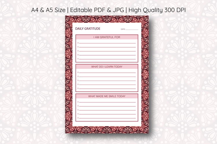 Ogee Pattern Daily Gratitude Planner | Daily Planner