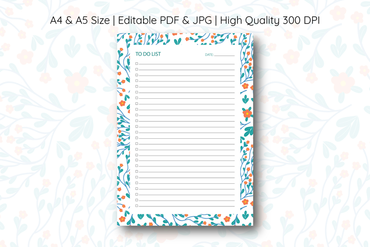Floral To Do List template | To do list example image 1