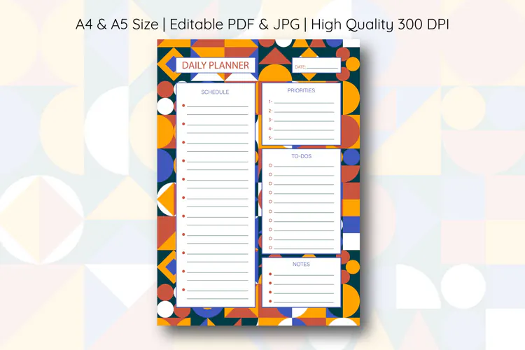 Bauhaus Pattern Daily Planner | Daily Planner