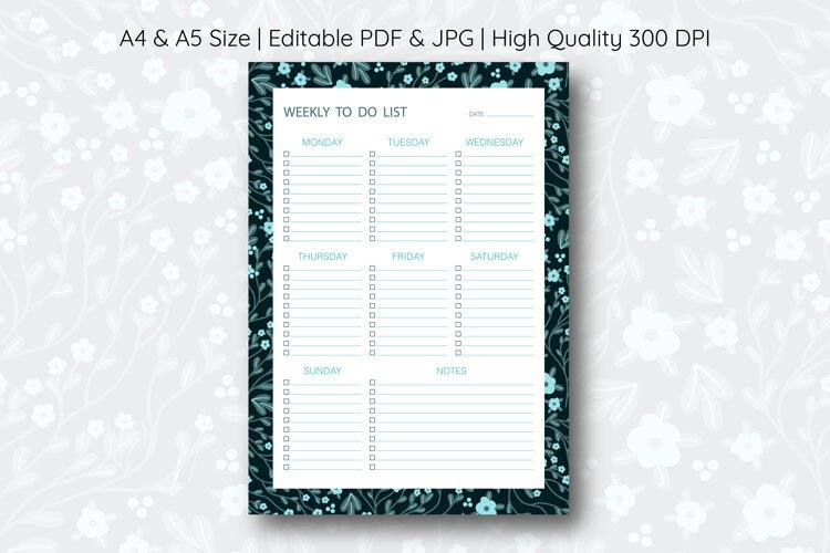 Disty Flower Weekly To Do List Template | To do list example image 1