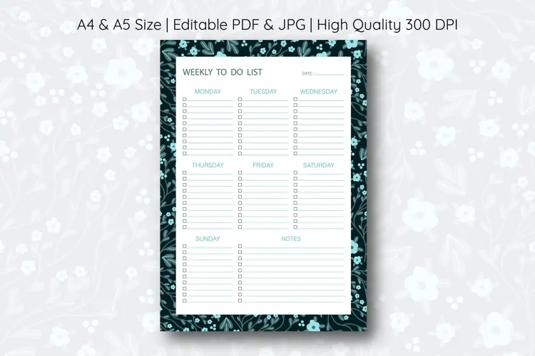 Disty Flower Weekly To Do List Template | To do list