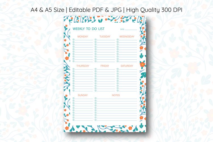 Disty Flower Weekly To Do List Template | To do list example image 1
