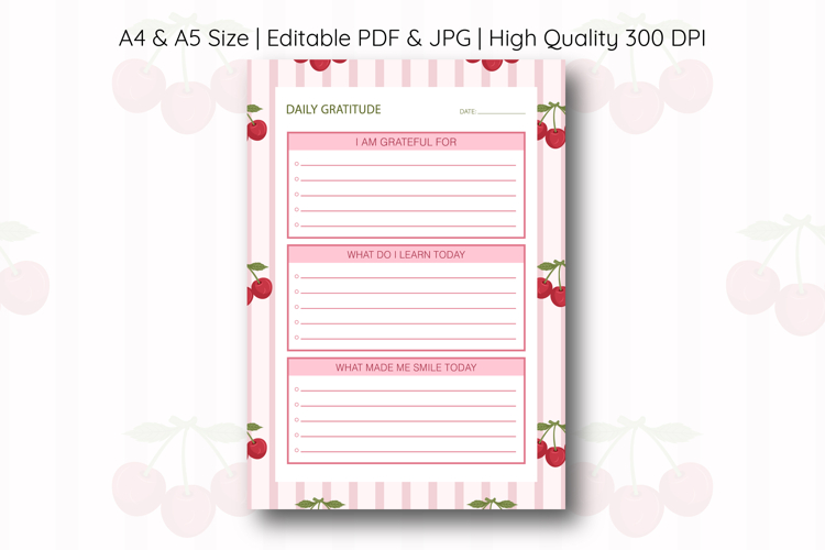 Cherry Daily Gratitude Planner | Daily Planner
