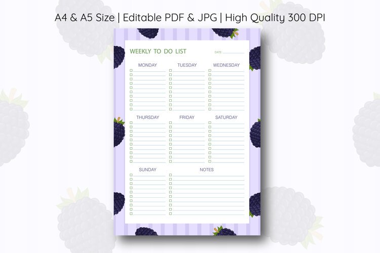 Blackberry Weekly To Do List Template | To do list example image 1