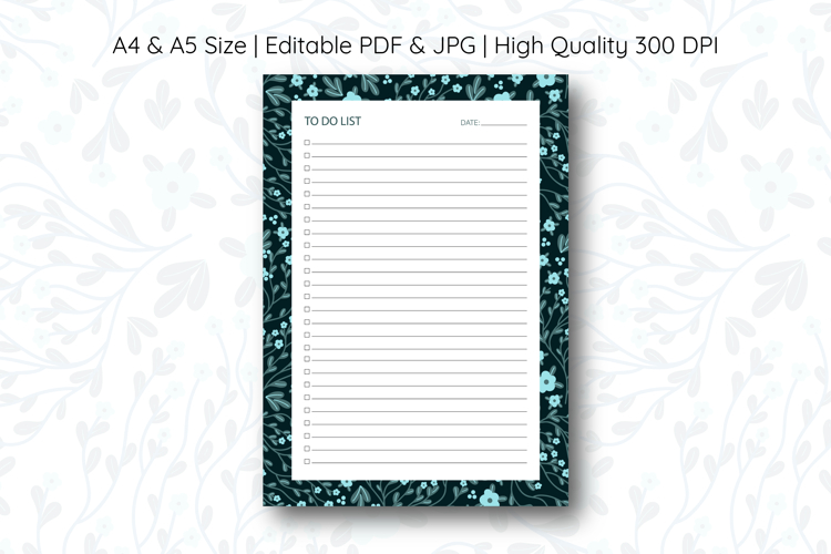 Floral To Do List template | To do list example image 1