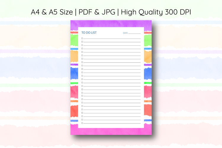 Watercolor Colorful Stripe To Do List Template | To do list