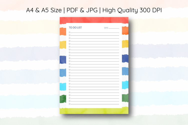 Watercolor Colorful Stripe To Do List Template | To do list