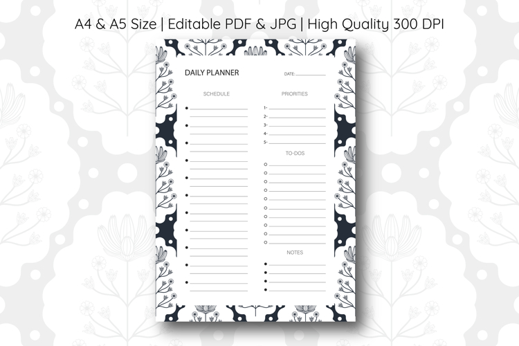 Scandinavian Flower Daily Planner | Daily Planner