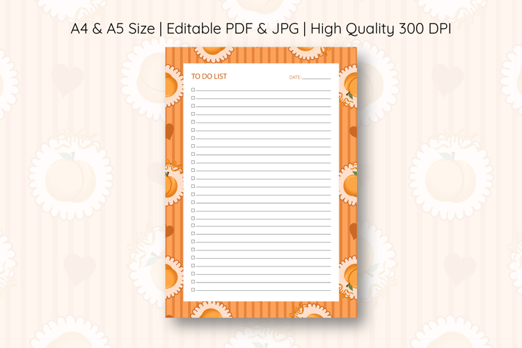 Peach Coquette Heart Stripe To Do List | To do list example image 1