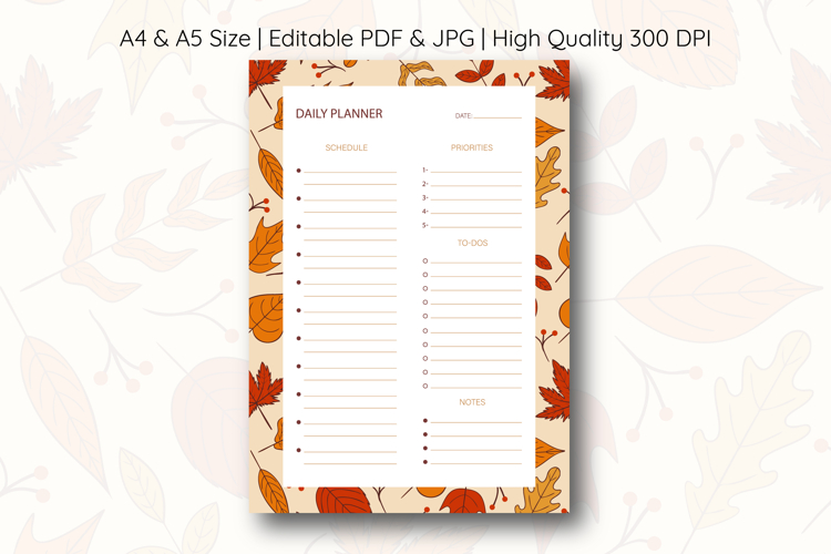 Vintage Fall Daily Planner Template | Daily Planner