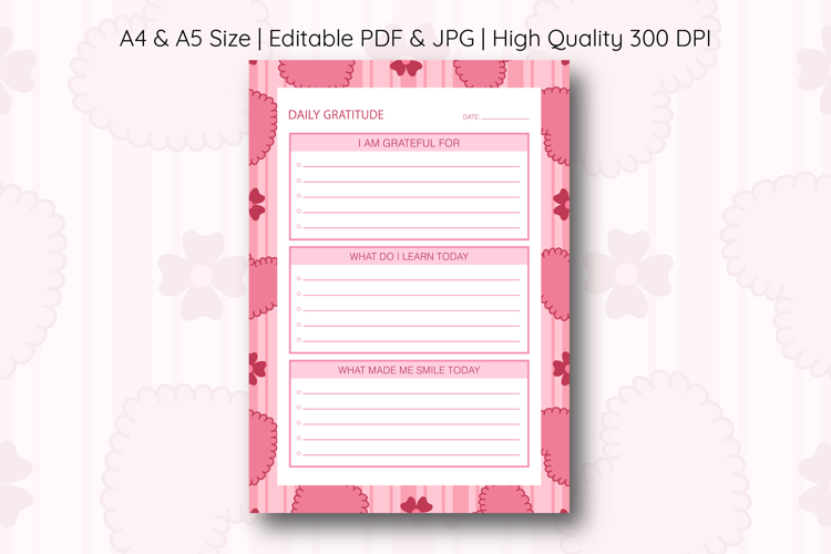 Heart Stripe Daily Gratitude Planner | Daily Planner