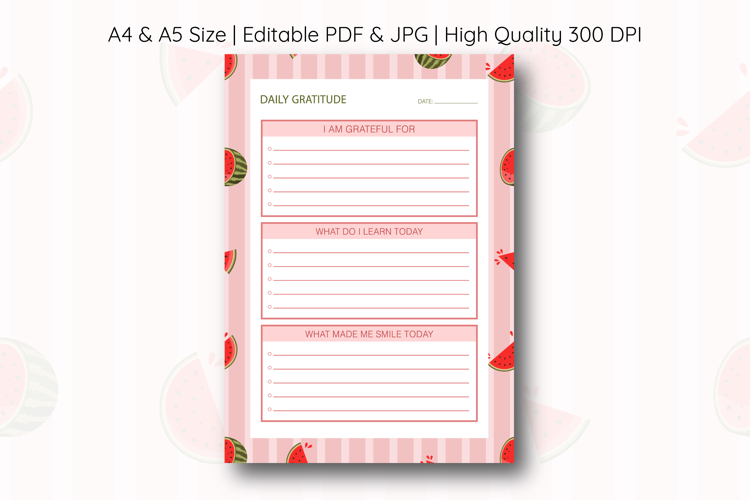 Watermelon Daily Gratitude Planner | Daily Planner