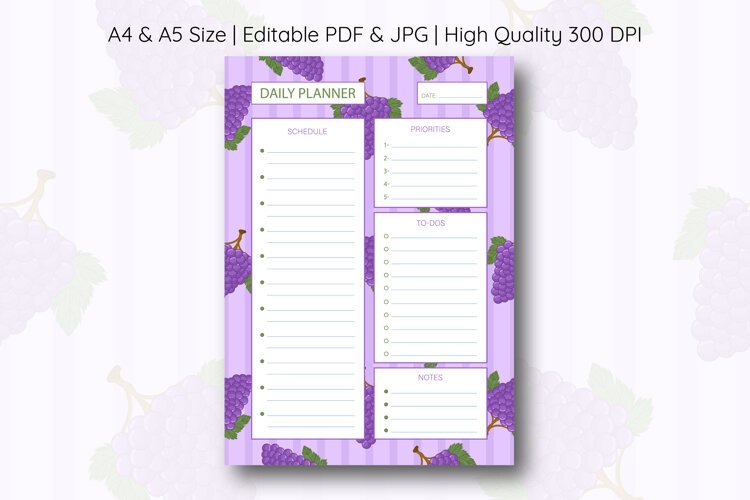 Grapes Daily Planner Template | Daily Planner example image 1