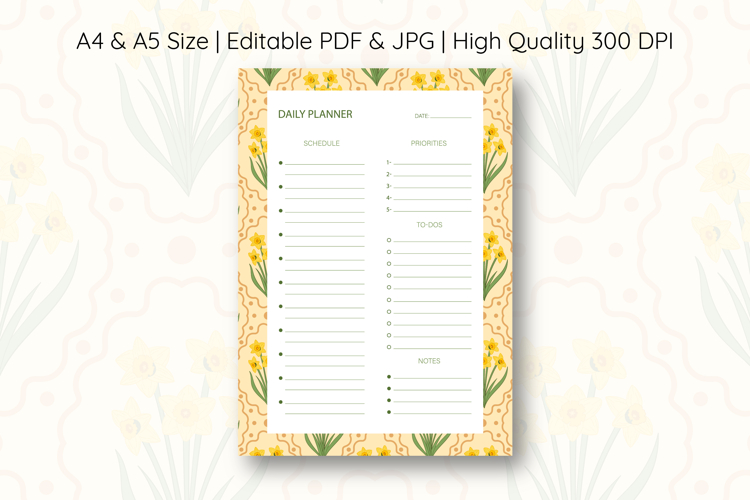 Daffodil Flower Daily Planner | Daily Planner