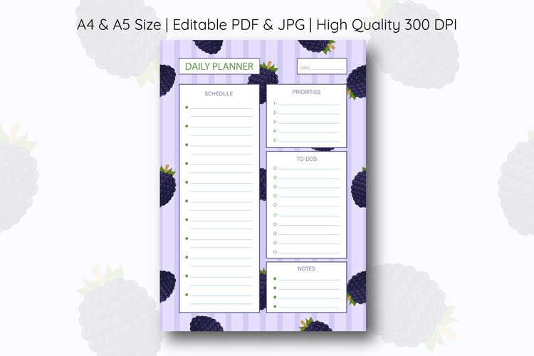Blackberry Daily Planner Template | Daily Planner example image 1