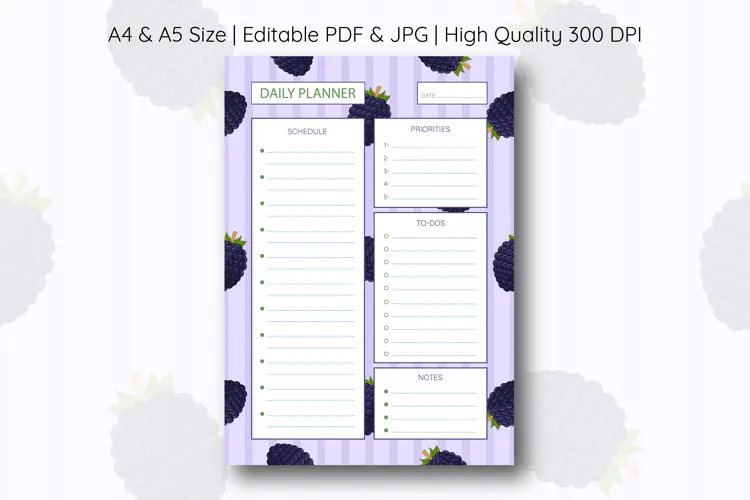 Blackberry Daily Planner Template | Daily Planner