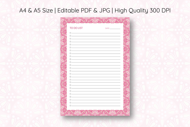To Do List Template With Ogee Pattern | To do list
