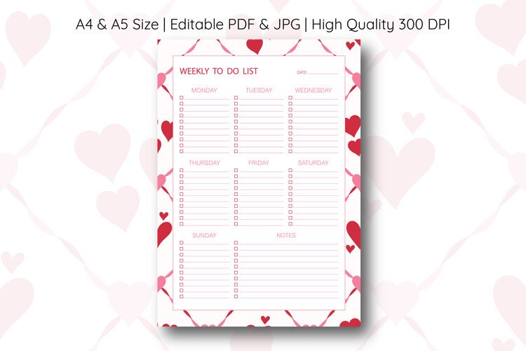 Heart Weekly To Do List Template | To do list example image 1