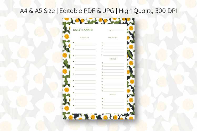 Daffodil Flower Daily Planner | Daily Planner
