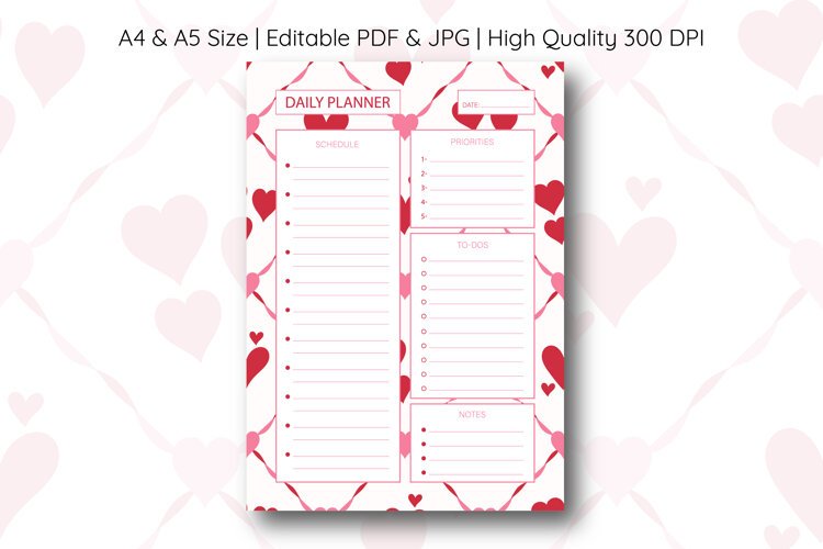 Heart Daily Planner Template | Daily Planner example image 1
