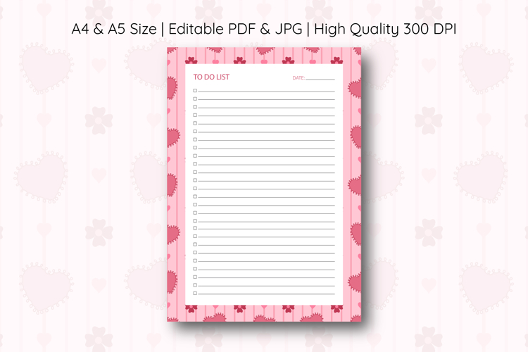 Heart & Floral To Do List Template | To do list example image 1