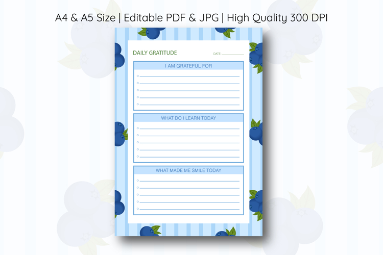 Blueberry Daily Gratitude Planner | Daily Planner