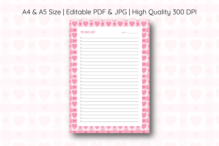 Pink Heart To Do List Template | To do list
