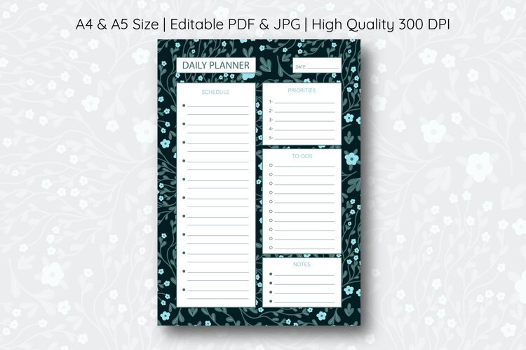 Flower Daily Planner Template | Daily Planner example image 1