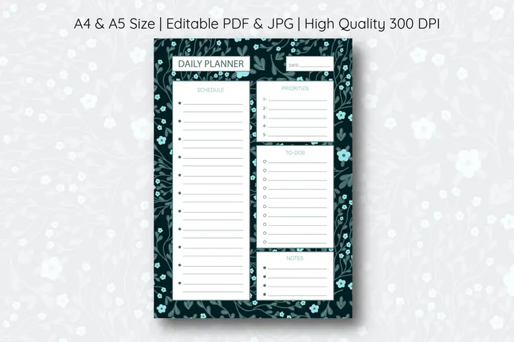Flower Daily Planner Template | Daily Planner