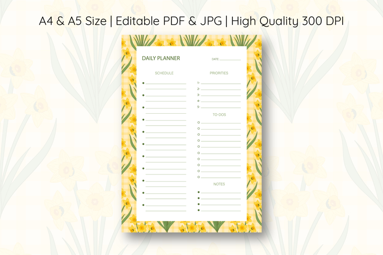 Daffodil Flower Daily Planner | Daily Planner