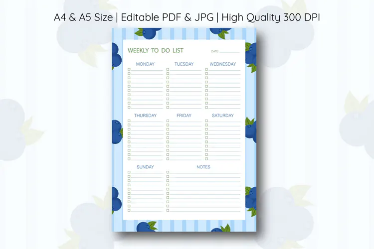 Blueberry Weekly To Do List | To do list