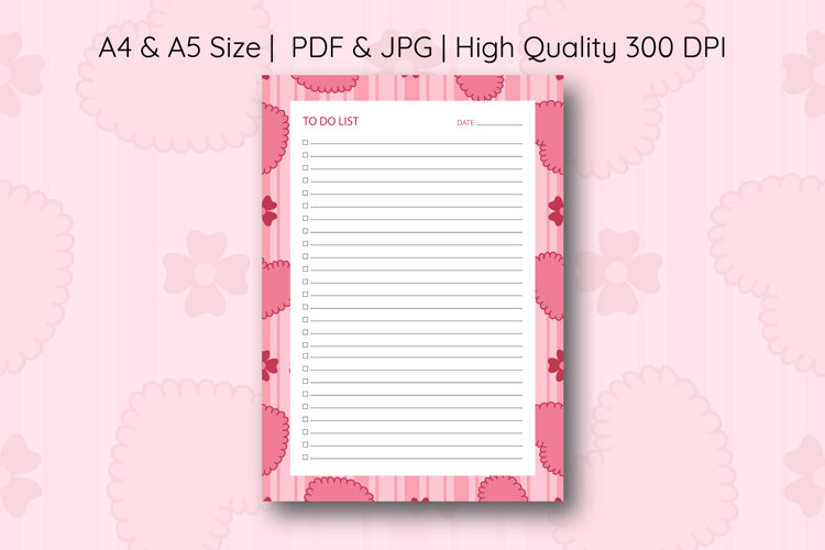Heart Coquette Stripe To Do List Template | To do list example image 1
