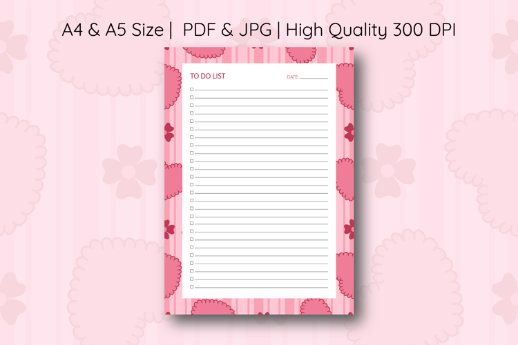 Heart Coquette Stripe To Do List Template | To do list