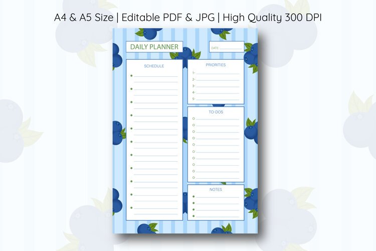 Blueberry Daily Planner Template | Daily Planner example image 1