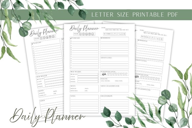 Daily Planner Printable| Letter Size PDF