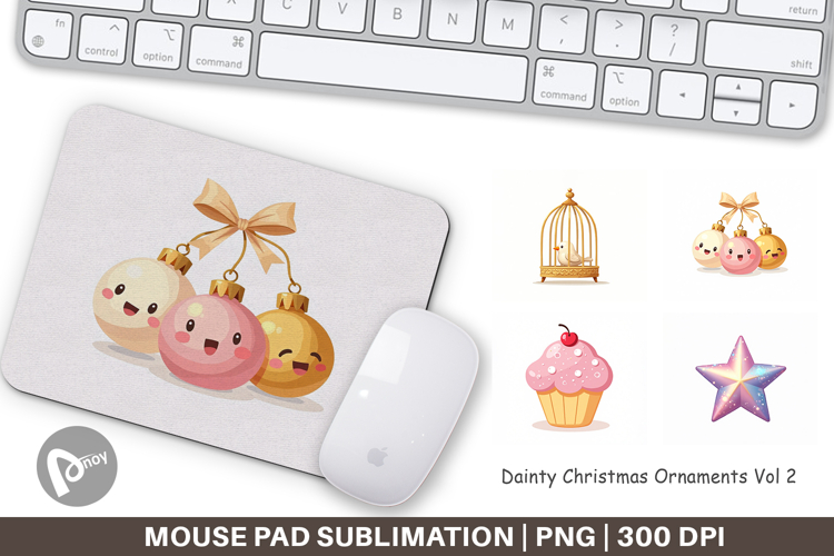 Dainty Christmas Ornaments Mouse Pad