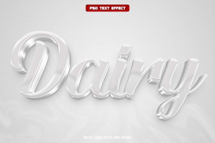 Dairy 3D editable text effect