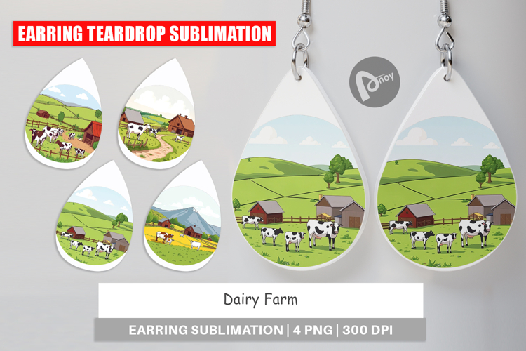 Earring Dairy Farm Scene