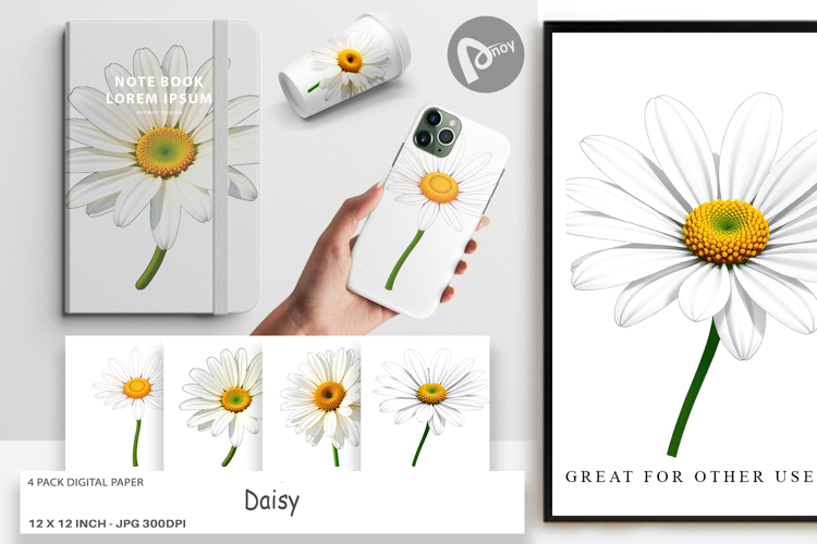 Digital Paper Spring Daisy