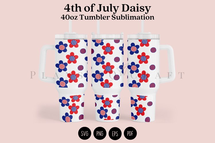 Daisy 4th of July 40oz Tumbler Sublimation Wrap