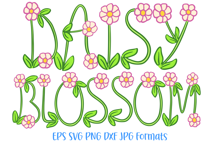 Daisy Blossom Font Spring Flower Doodle Lettering ABC SVG