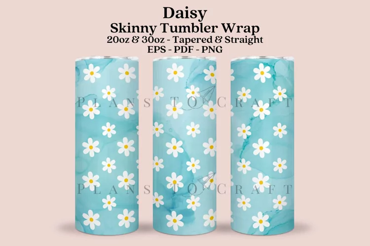 Daisy Blue Watercolor Skinny Tumbler Sublimation Wrap