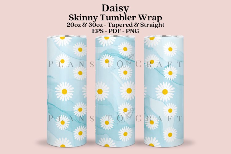 daisy blue watercolor skinny tumbler sublimation wrap with high resolution 300 DPI and transparant background perfect for 20oz and 30oz skinny tumbler