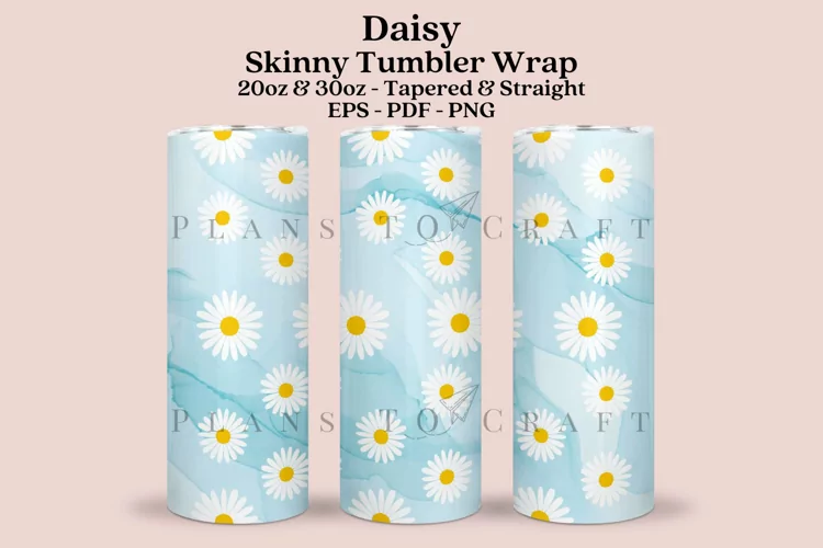 Daisy Blue Watercolor Skinny Tumbler Sublimation Wrap