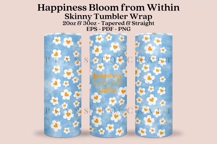 Daisy Blue Watercolor Skinny Tumbler Sublimation Wrap