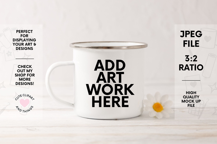 Enamel Mug Mock Up | Camping Mug Mock Up With Daisy