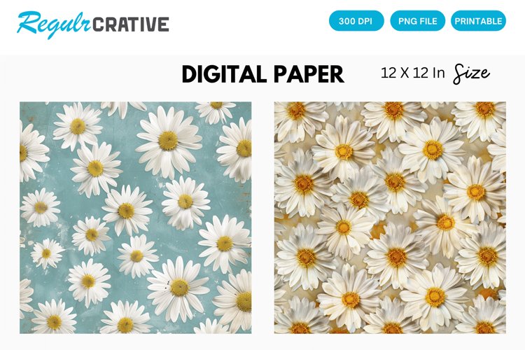 Daisy Flowers Digital Paper, Daisy Flowers Background