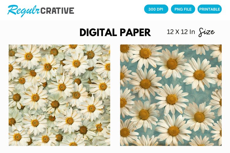 Daisy Flowers Digital Paper, Daisy Flowers Background