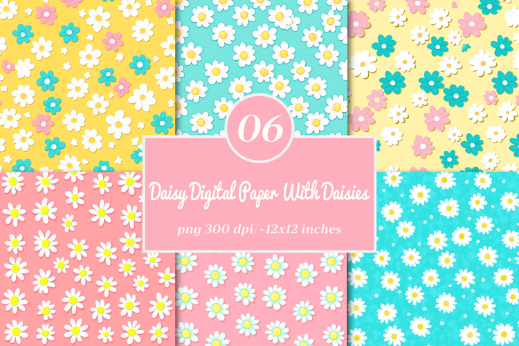 Daisy Digital Paper With Daisies - Daisy Digital Paper